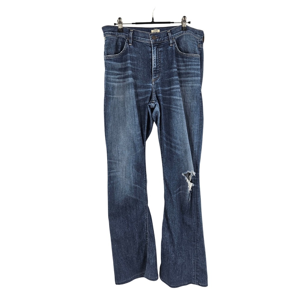 Citizens Of Humanity Sasha Twist Low Slung Flare Jeans Denim Blue Distressed 28